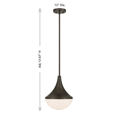 Savoy House Ogdon 12in 1-Light Pendant | Soft Modern Mediterranean Bronze and Opal White Glass | Kitchen Island & Dining Room | 12 in | Model 7-2777-1-15