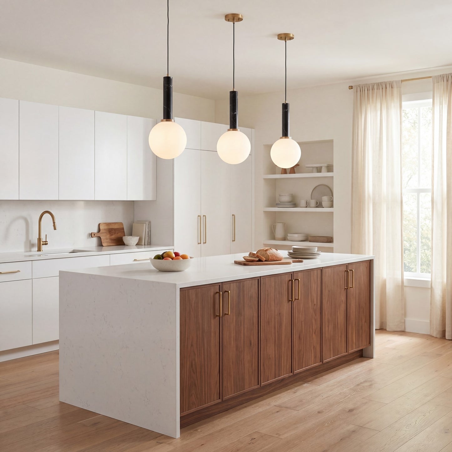 1 Light Pendant, Black Marble