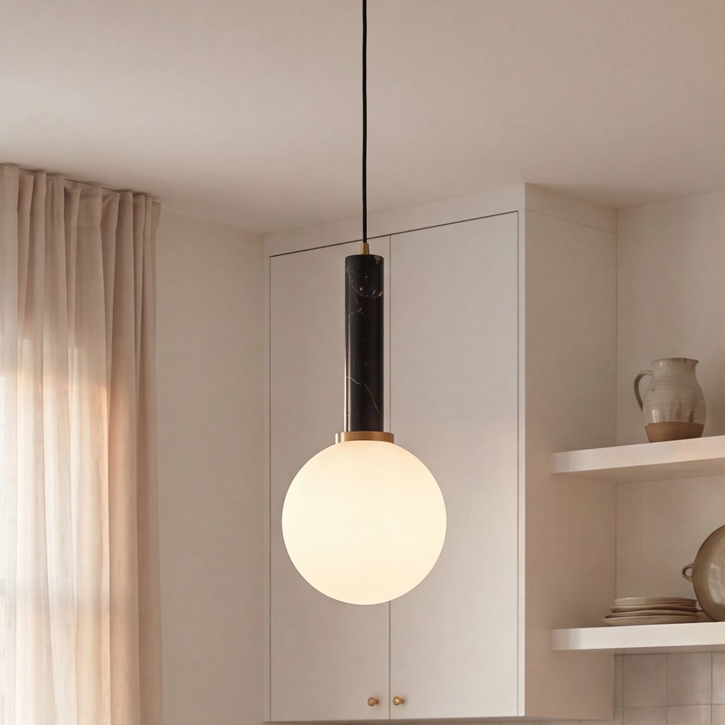 1 Light Pendant, Black Marble