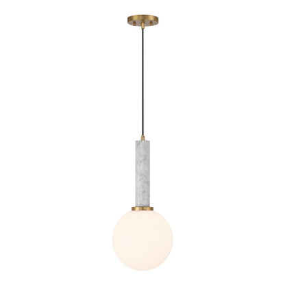 Savoy House Callaway 1 Light Pendant, White Marble/Brass/White - 7-2902-1-264