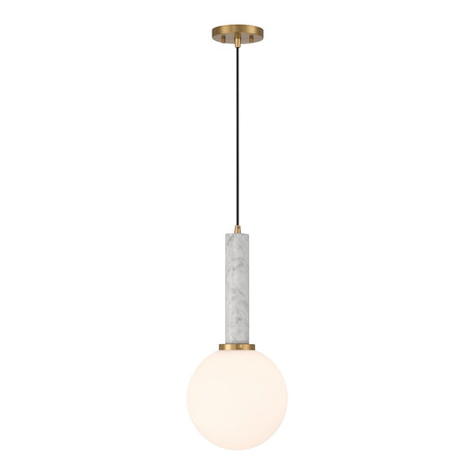 Savoy House Callaway 1 Light Pendant, White Marble/Brass/White - 7-2902-1-264