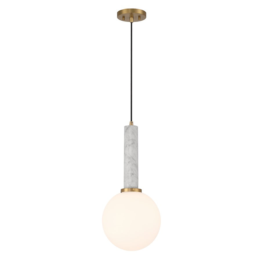 1 Light Pendant, White Marble