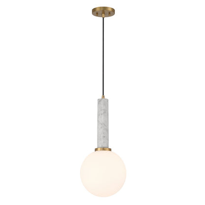 1 Light Pendant, White Marble