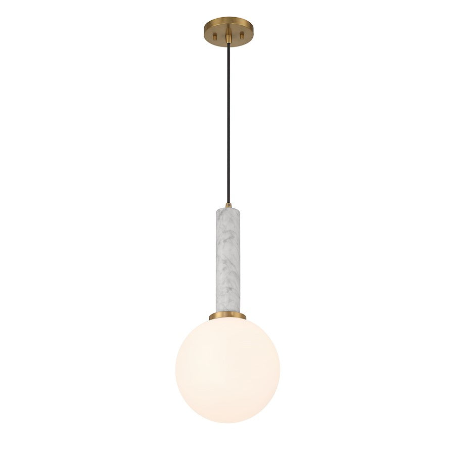 1 Light Pendant, White Marble