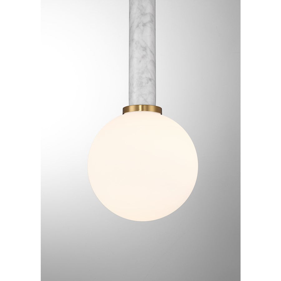 1 Light Pendant, White Marble