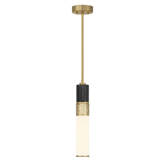 Savoy House Farrell 1 Lt Pendant, White Opal, Warm Brass