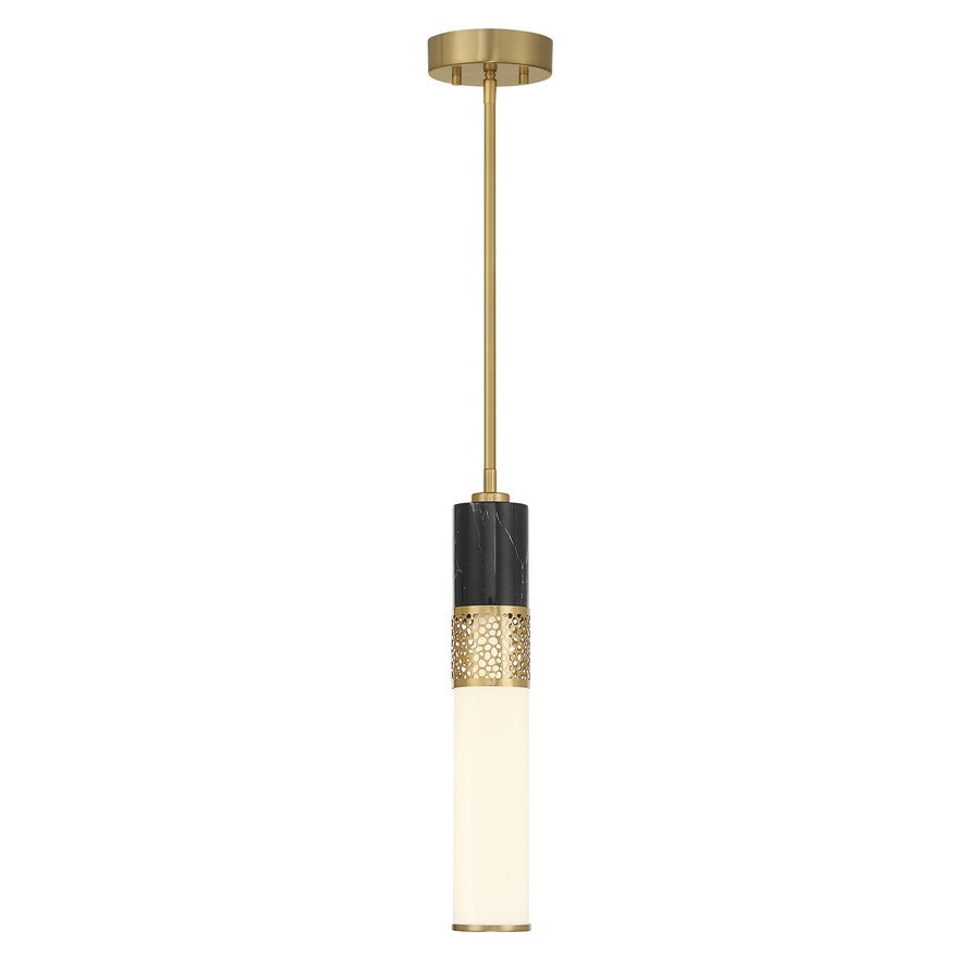 Savoy House Farrell 1 Lt Pendant, White Opal, Warm Brass