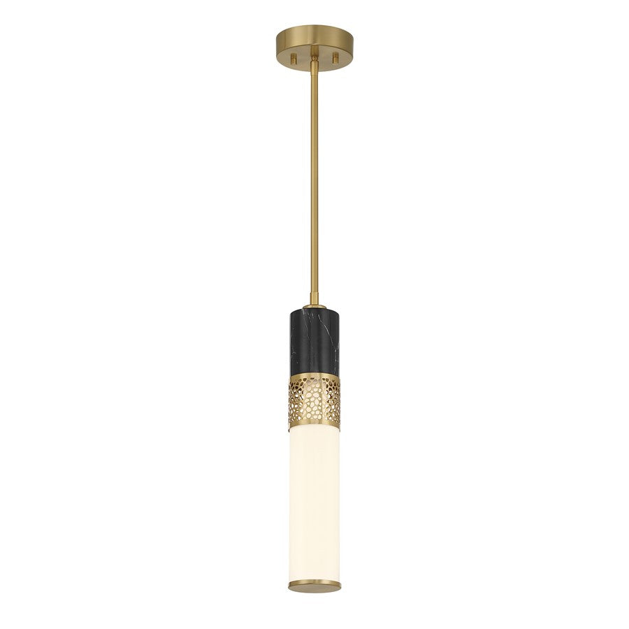 Savoy House Farrell 1 Lt Pendant, White Opal, Warm Brass