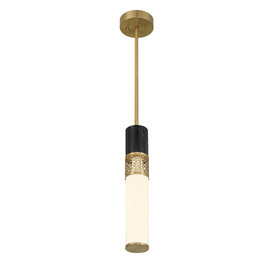 Savoy House Farrell 1 Lt Pendant, White Opal, Warm Brass