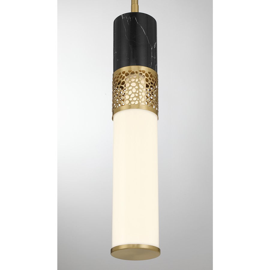 Savoy House Farrell 1 Lt Pendant, White Opal, Warm Brass