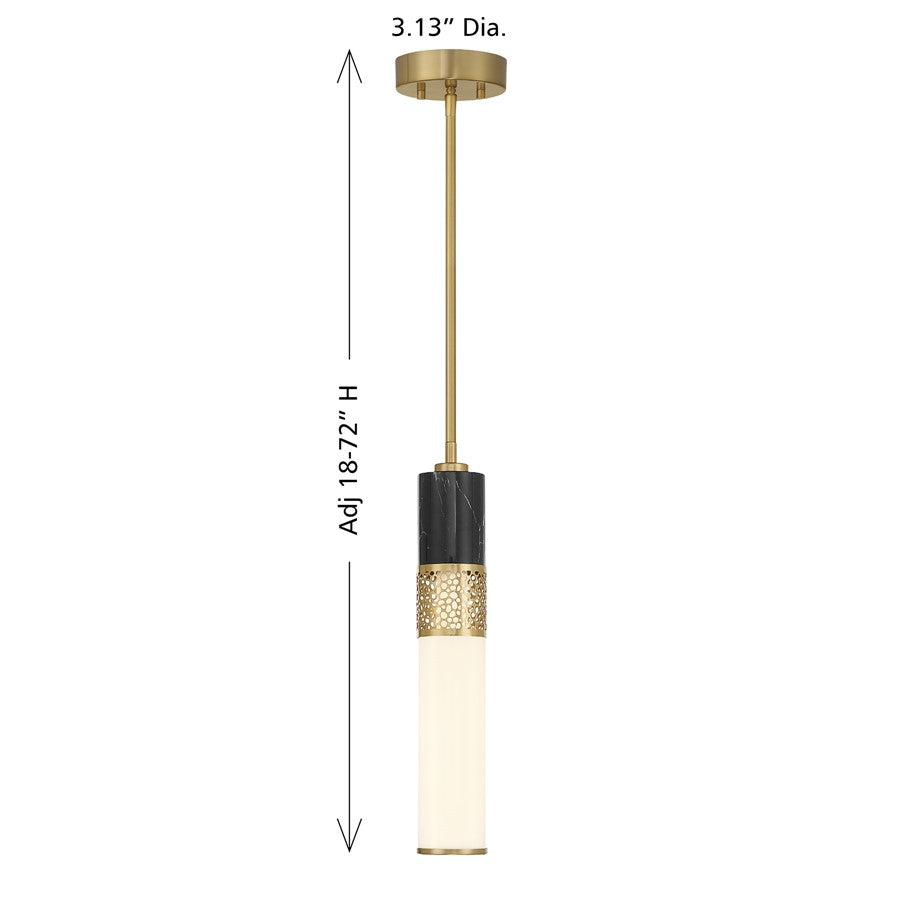 Savoy House Farrell 1 Lt Pendant, White Opal, Warm Brass