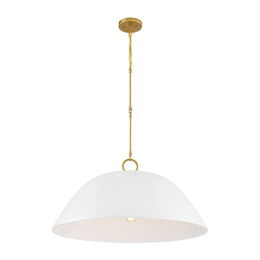 Savoy House Alta 1 Light Pendant, White Bisque and Brass