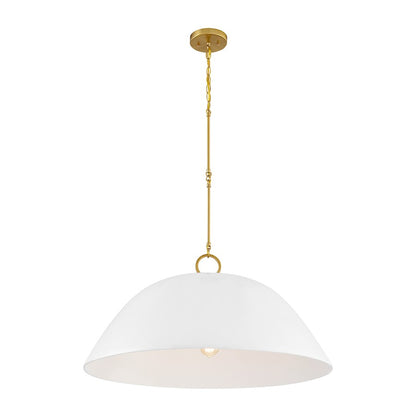 Savoy House Alta 1 Light Pendant, White Bisque and Brass