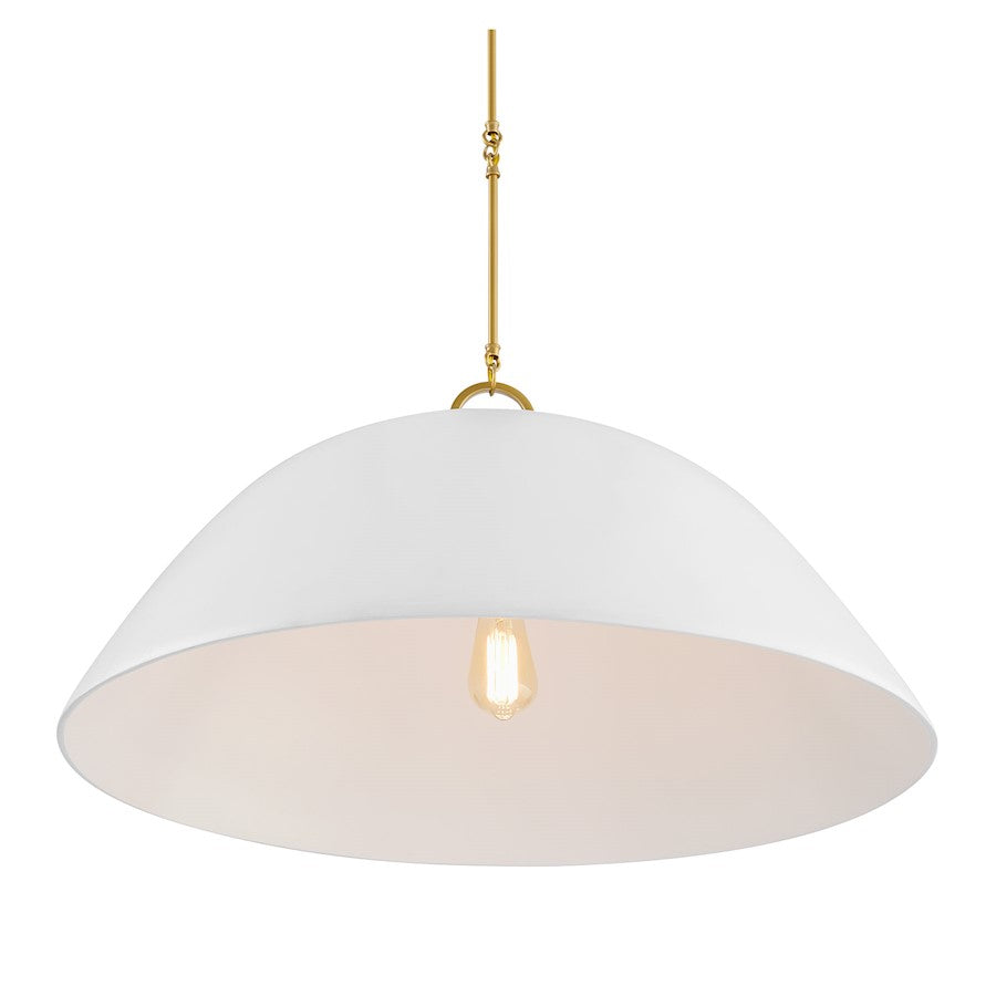 Savoy House Alta 1 Light Pendant, White Bisque and Brass