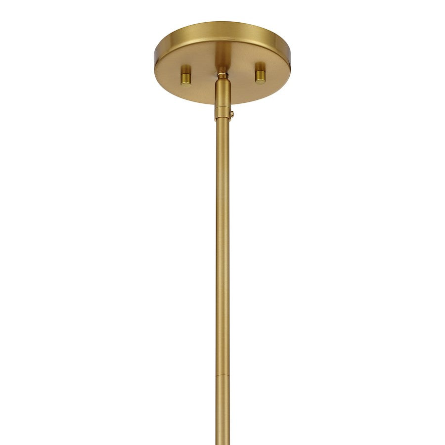 Savoy Essentials Holton 1Lt Mini-Pendant, Warm Brass/Clear Ribbed