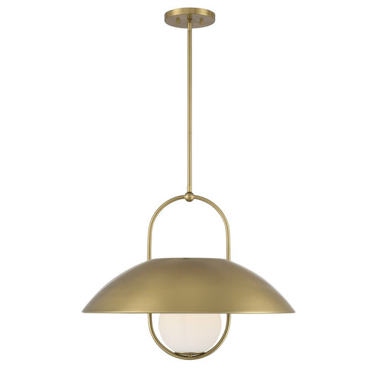 Savoy House Lehigh 1 Lt Pendant, White Opal, Warm Brass