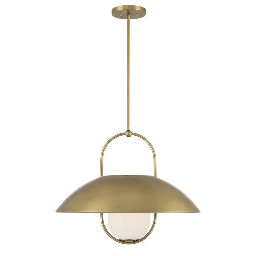 Savoy House Lehigh 1 Lt Pendant, White Opal, Warm Brass