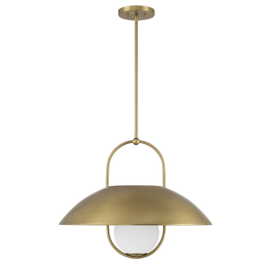 Savoy House Lehigh 1 Lt Pendant, White Opal, Warm Brass