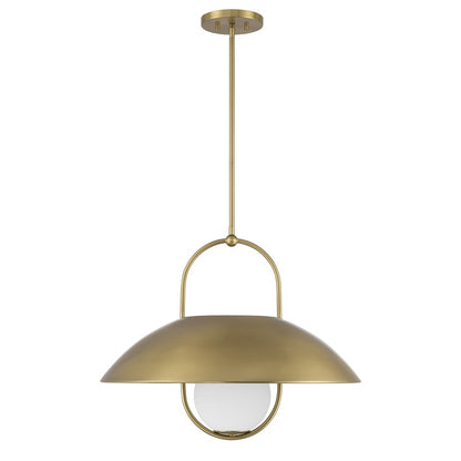 Savoy House Lehigh 1 Lt Pendant, White Opal, Warm Brass