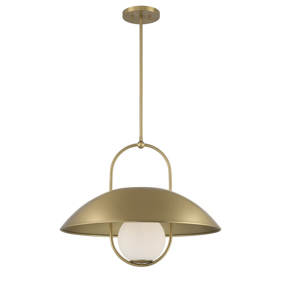 Savoy House Lehigh 1 Lt Pendant, White Opal, Warm Brass