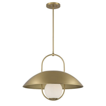 Savoy House Lehigh 1 Lt Pendant, White Opal, Warm Brass