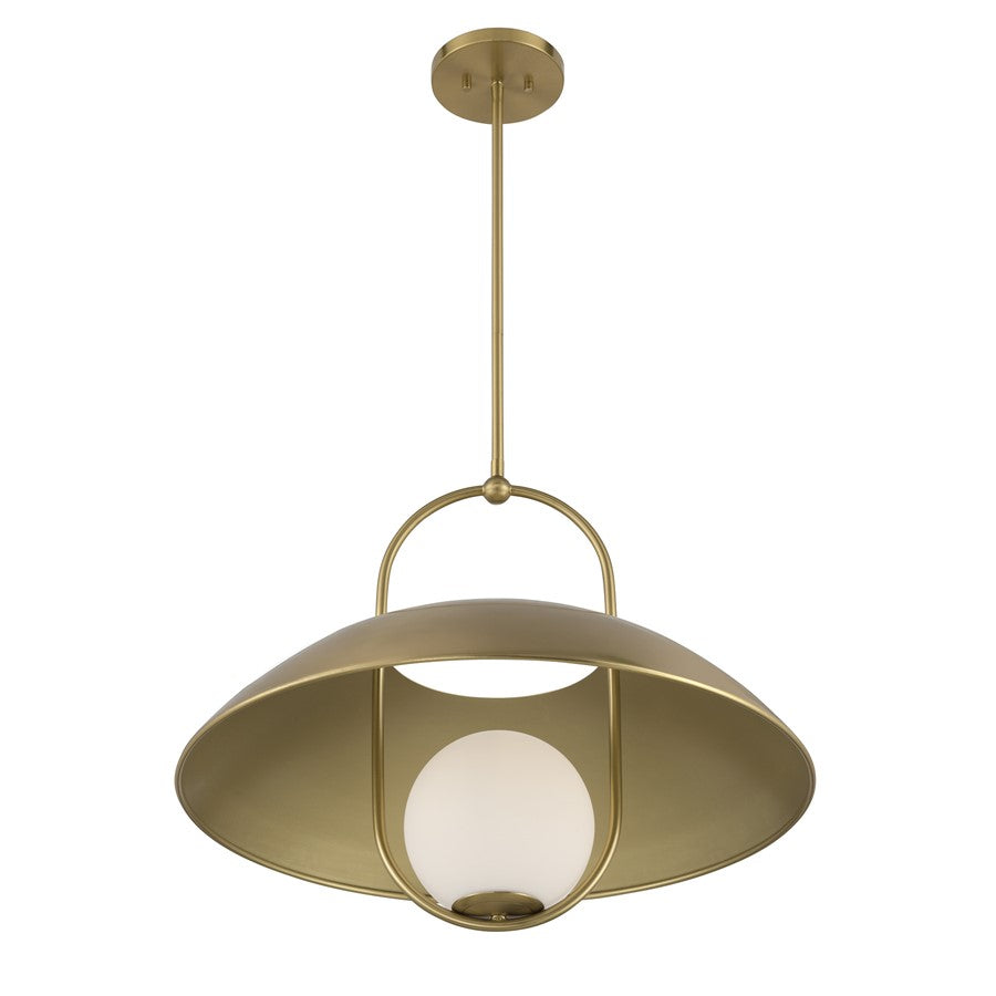 Savoy House Lehigh 1 Lt Pendant, White Opal, Warm Brass