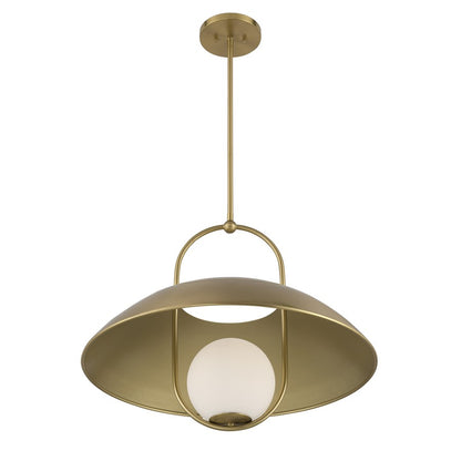 Savoy House Lehigh 1 Lt Pendant, White Opal, Warm Brass