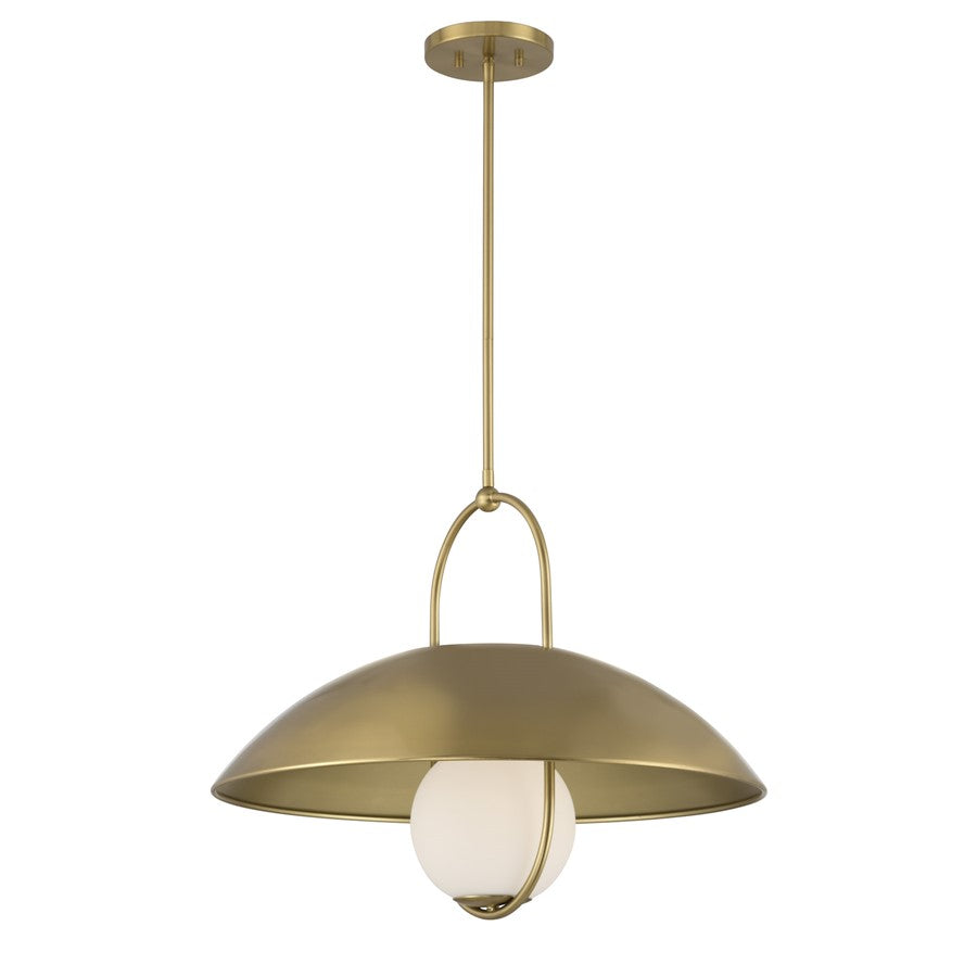 Savoy House Lehigh 1 Lt Pendant, White Opal, Warm Brass