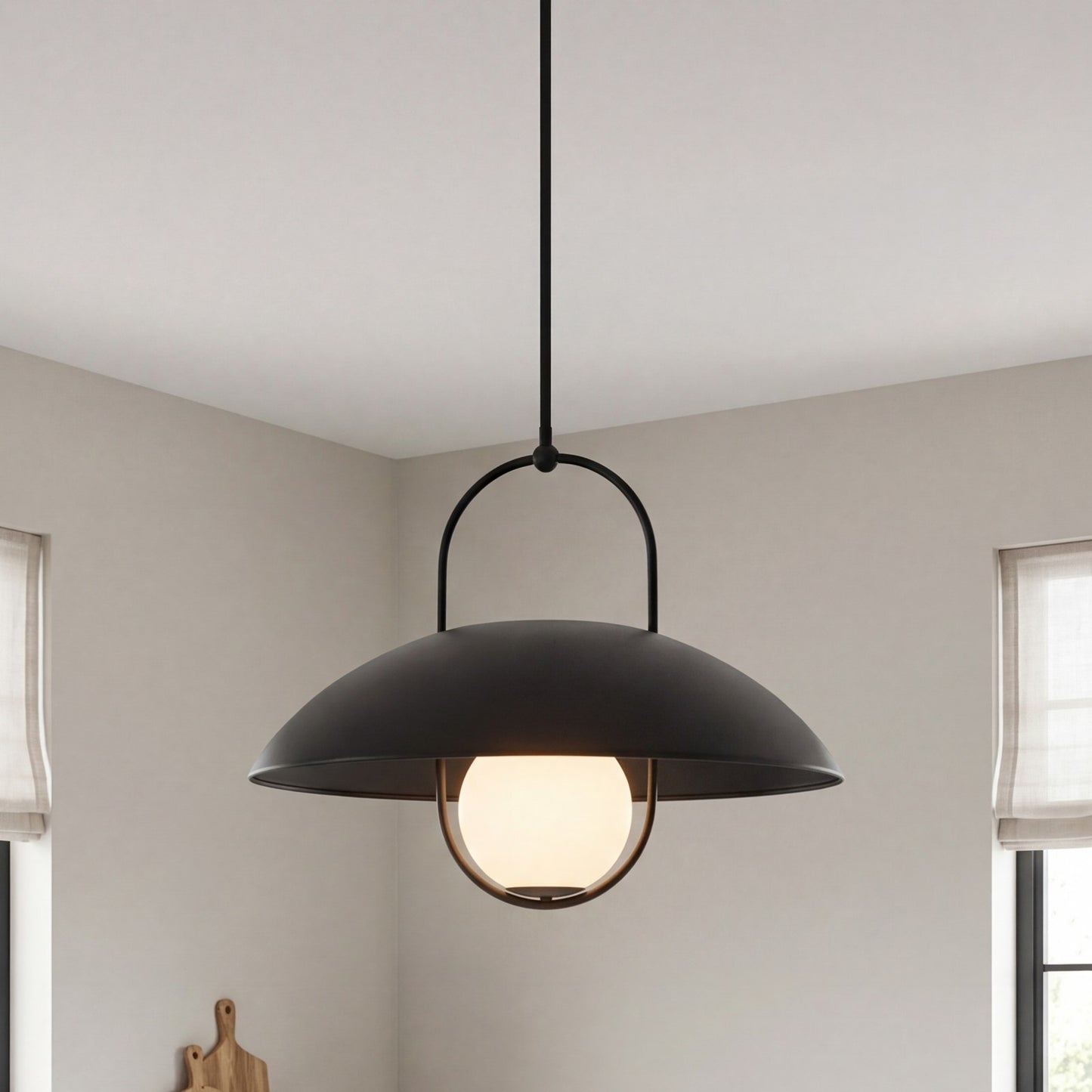 Savoy House Lehigh 1 Lt Pendant, White Opal, Matte Black