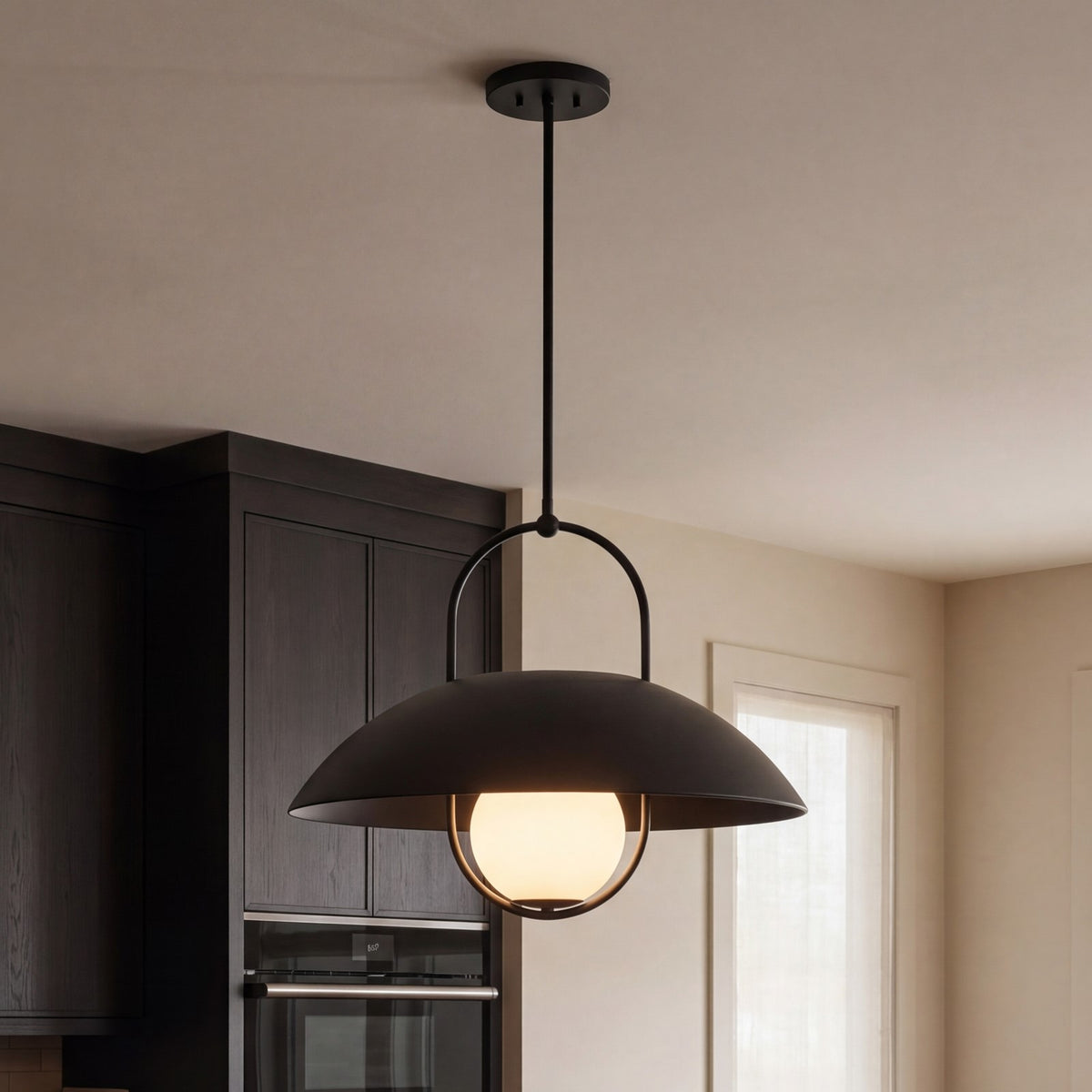 Savoy House Lehigh 1 Lt Pendant, White Opal, Matte Black