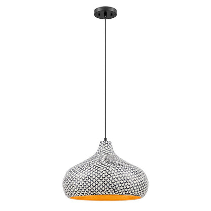 Savoy House Jade 1 Light Pendant, Black and White Shell - 7-3095-1-201