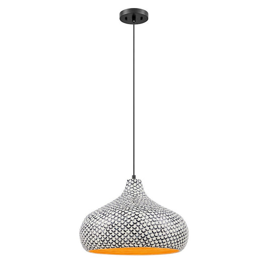 Savoy House Jade 1 Light Pendant, Black and White Shell