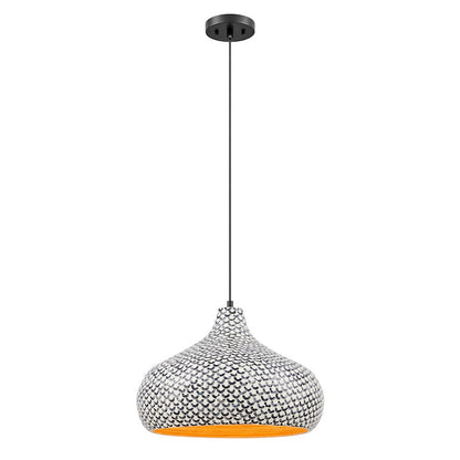 Savoy House Jade 1 Light Pendant, Black and White Shell