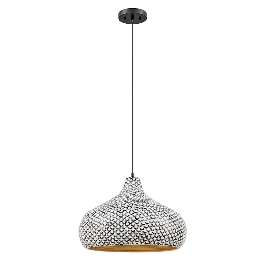 Savoy House Jade 1 Light Pendant, Black and White Shell