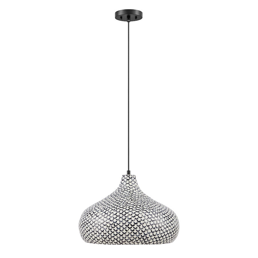 Savoy House Jade 1 Light Pendant, Black and White Shell