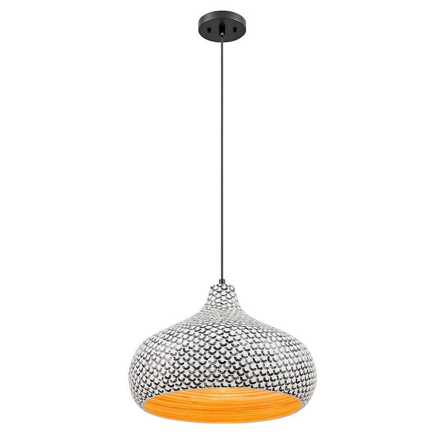 Savoy House Jade 1 Light Pendant, Black and White Shell