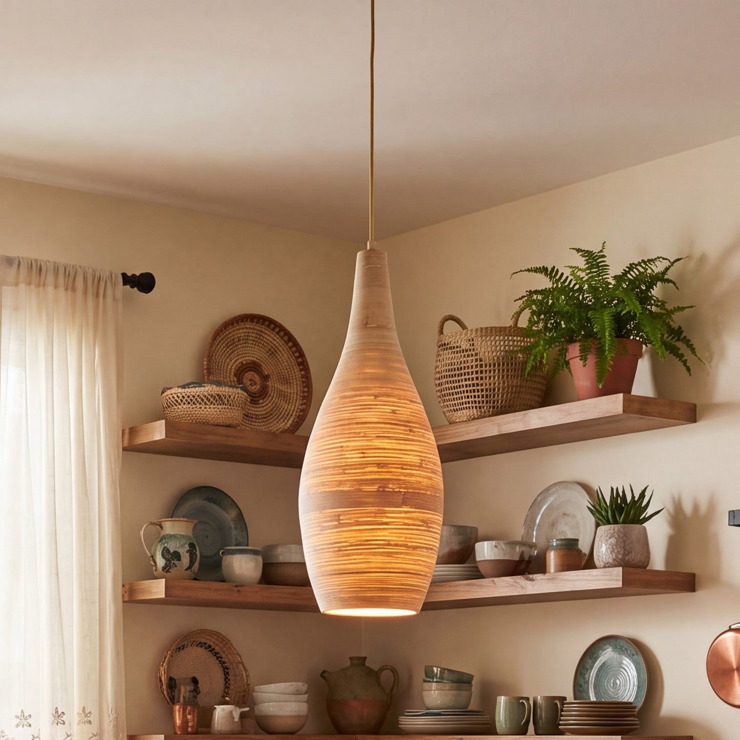 Savoy House Jean 1 Light Pendant, Natural Bamboo