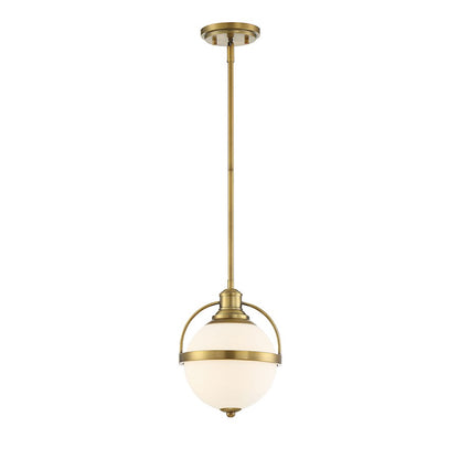 1 Light 12" Pendant, Warm Brass