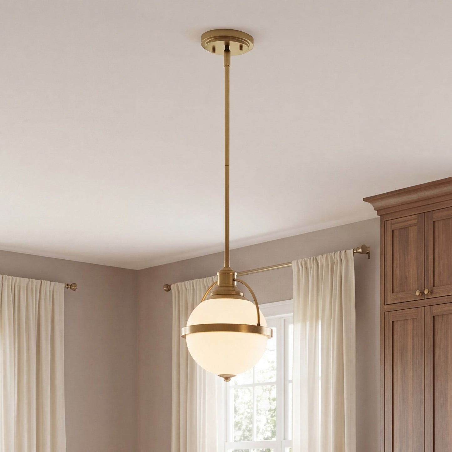 1 Light 12" Pendant, Warm Brass