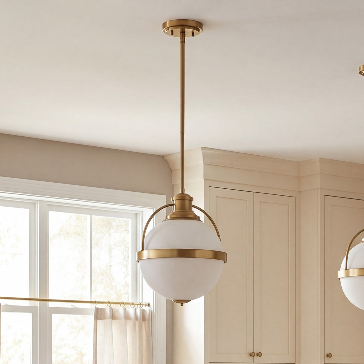 1 Light 17" Pendant, Warm Brass