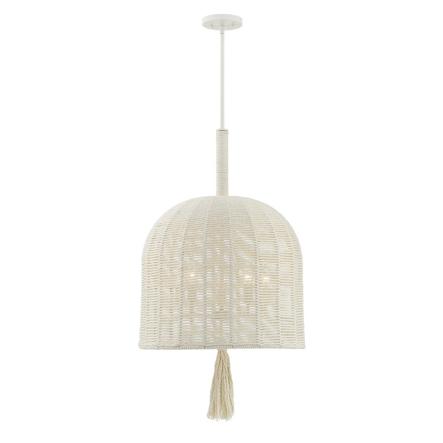 Savoy House Lunara 5 Lt Pendant, Cotton/White Cotton, Cotton
