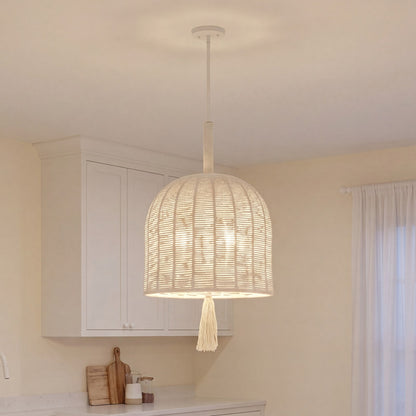 Savoy House Lunara 5 Lt Pendant, Cotton/White Cotton, Cotton