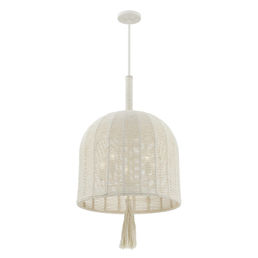 Savoy House Lunara 5 Lt Pendant, Cotton/White Cotton, Cotton