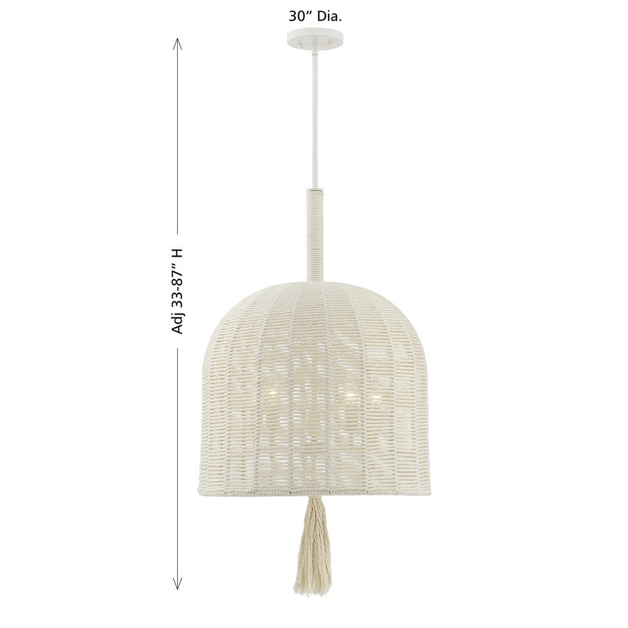 Savoy House Lunara 5 Lt Pendant, Cotton/White Cotton, Cotton
