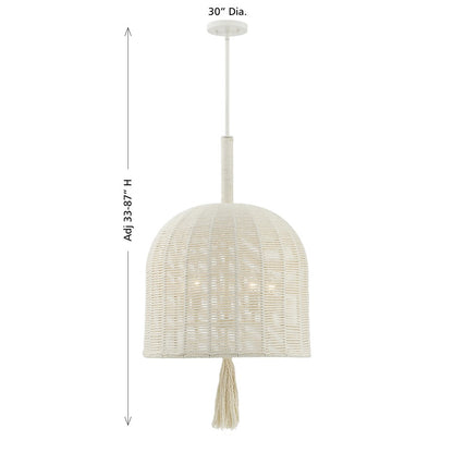 Savoy House Lunara 5 Lt Pendant, Cotton/White Cotton, Cotton