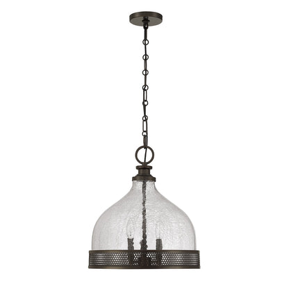 Savoy House Stern 16in 3-Light Pendant | Vintage Mediterranean Bronze and Clear Crackled Glass | Kitchen Island & Dining Room | 16 in | Model 7-3699-3-15