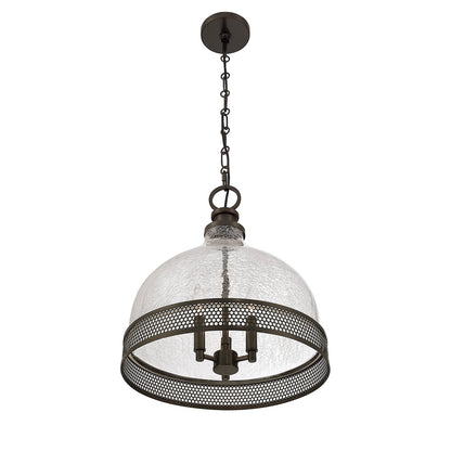 Savoy House Stern 16in 3-Light Pendant | Vintage Mediterranean Bronze and Clear Crackled Glass | Kitchen Island & Dining Room | 16 in | Model 7-3699-3-15