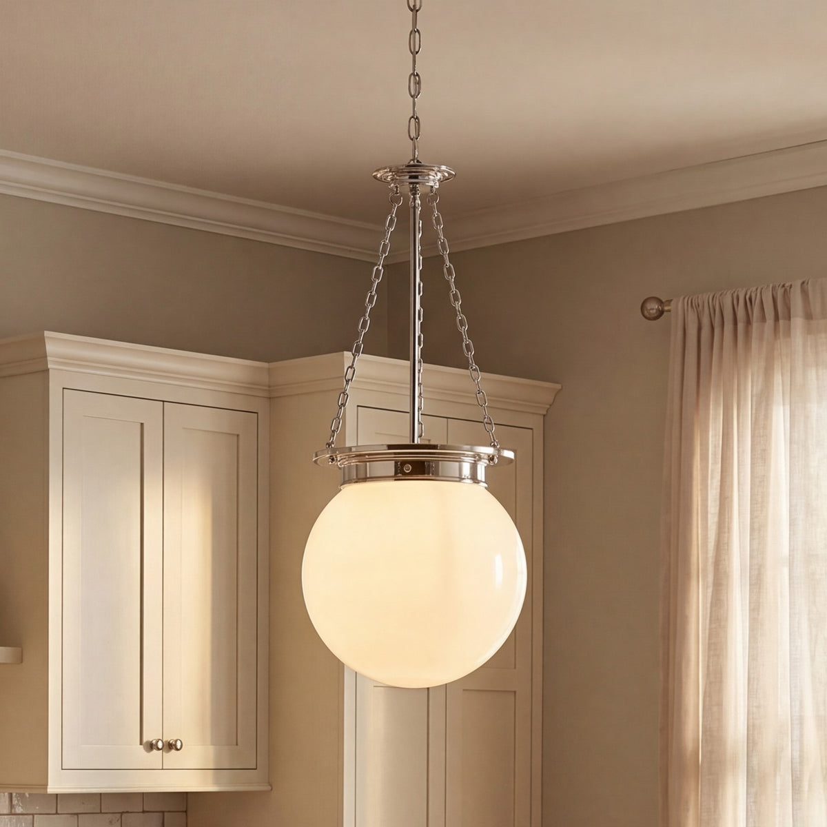 3 Light Pendant, Polished Nickel