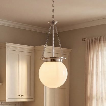 3 Light Pendant, Polished Nickel