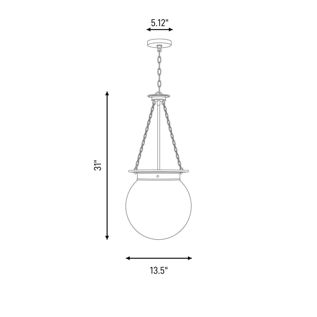 3 Light Pendant, Warm Brass